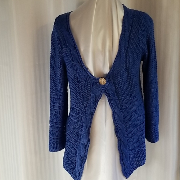 Vex Collection 1 button Blue Cotton Cardigan XL - Picture 1 of 8
